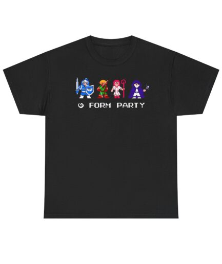 Cute Pixel RPG Party T-Shirt – "Form Party" Retro Gamer Tee