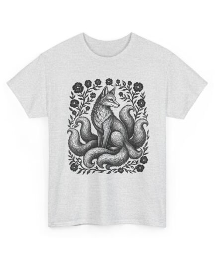 Fox Shirt - Block Printed - Japanese Kitsune Art - Fox Lover - Japanese Apparel - Folk Art Apparel