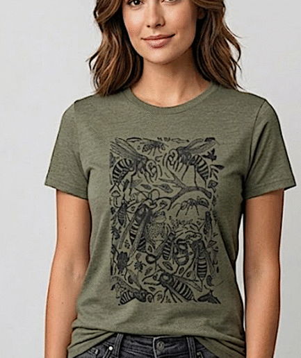 Nature Doodle Style T-Shirt | Japanese hornet Shirt, Unisex Graphic Tee