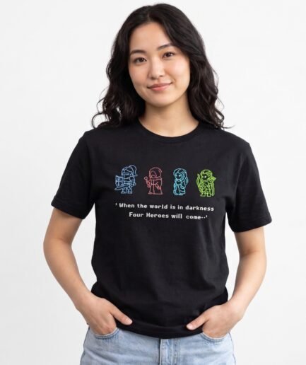 Retro RPG Game Shirt, "When the world is in darkness, Four Heroes will come--" | RPG videogame Tee
